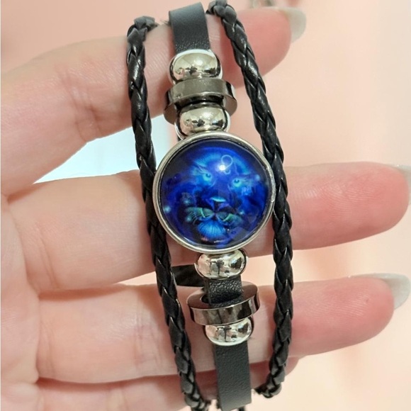 Other - Blue and Black Leo Zodiac Braided Bracelet